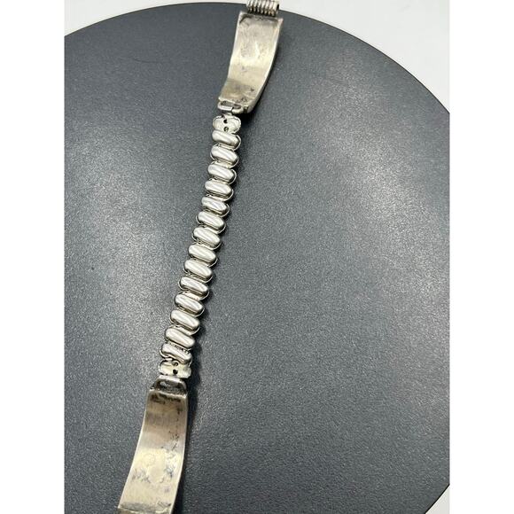 Vintage Native American Sterling Turquoise Coral Expandable Watch Band Bracelet - Picture 3 of 10